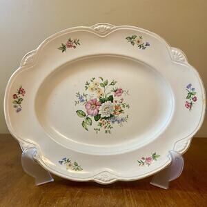 Vintage Platter Homer Laughlin Virginia Rose N8 13" Oval Cottage Core 1950’s